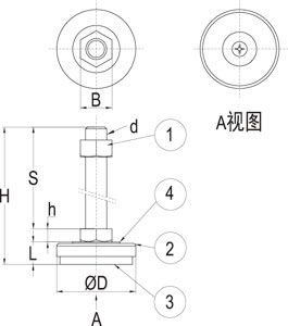 ADWS-ADWHS-带橡胶垫调整脚-线描图ok ADWS-ADWHS-带橡胶垫调整脚-线描图ok