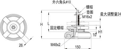 DK-09-重型调整防震脚座-线描图ok DK-09-重型调整防震脚座-线描图ok