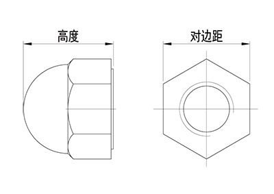 盖形螺母-线描图400